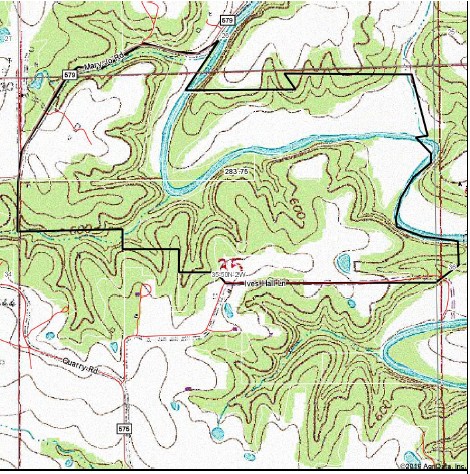 283 acres topography map