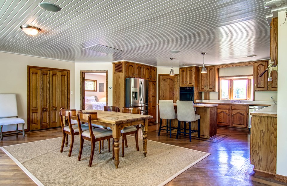 kitchen and dining area.