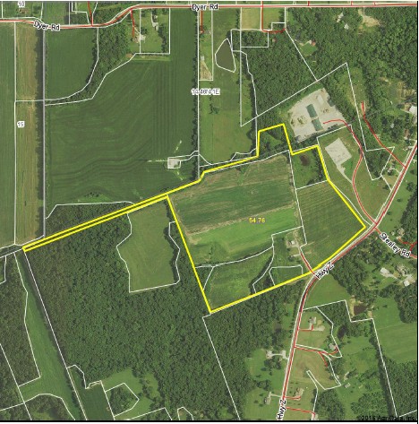 54 acres that is perfect for development. this is a great piece to develpe. very little trees to clear, gently sloped, and no creek to worry about with dnr.