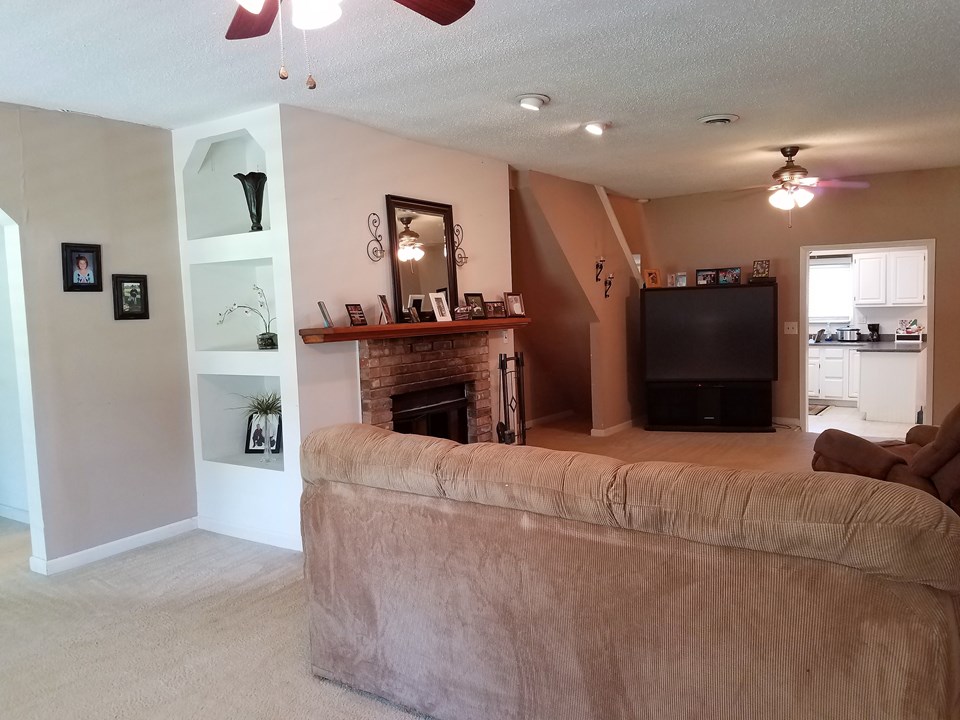 fireplace in family room.